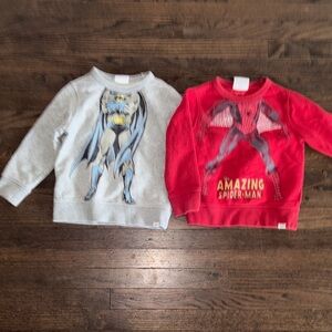 Kids Superhero Sweatshirt Set - Gray and Red